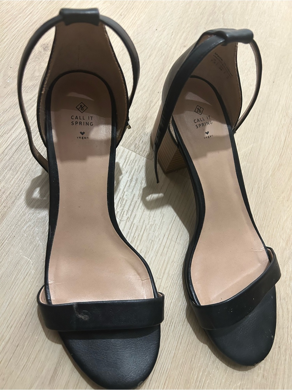 Call It Spring Black Ankle-Strap Block Heel Sandals